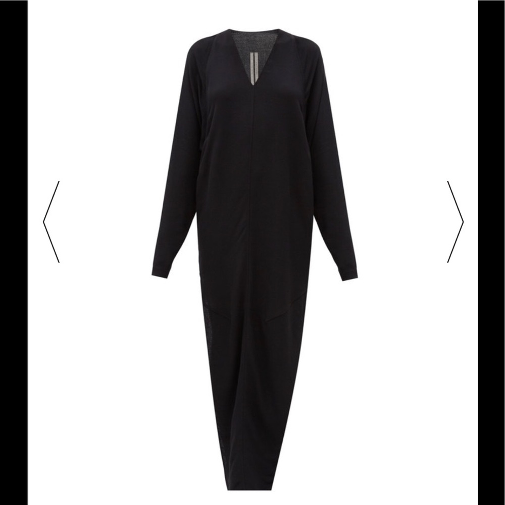 Rick Owens Knit Black V-Neck Sweater Dress S/M